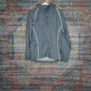 Mammut womens dark gray reflective Dry Tech ripstop hooded rain jacket M